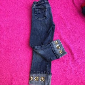 GYMBOREE SZ 4 ADJ WAIST JEANS W/ CRYSTALS